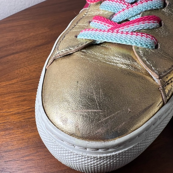 D’Acquasparta Italian Leather Gold Sneakers Size 7 - Picture 10 of 12